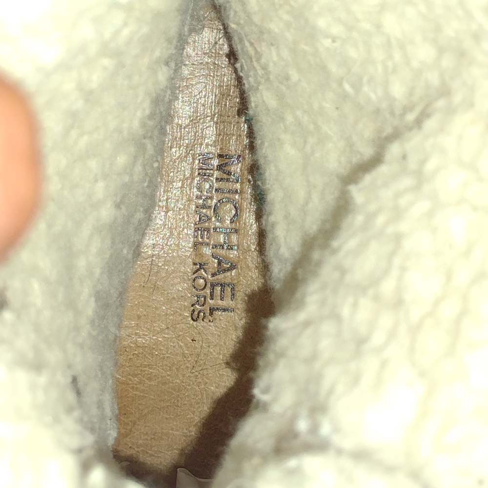 Michael Kors Brown Suede Sheepskin Lace Up Wedge Knee High Boots Size 7.5M - Picture 8 of 10